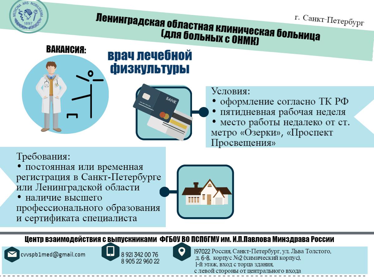 Вакансии: Ленинградская областная клиническая больница